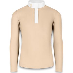 Kentucky Horsewear - Wedstrijdshirt Sammy – Meisjes – Lange Mouw – Beige – Maat 110 – Ademend & Elastisch