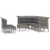 vidaXL - 8-delige - Loungeset - met - kussens - poly - rattan - grijs