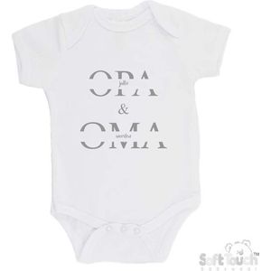 100% katoenen Romper ""Jullie worden opa & oma"" Unisex Katoen Wit/grijs Maat 68/74