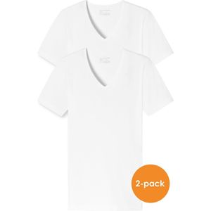 Schiesser 2-Pack T-Shirts heren V-hals - 95/5 - Biologisch katoen - L - Wit
