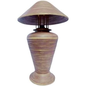 Fine Asianliving Bamboe Tafellamp Spiraal Handgemaakt Bruin D40xH65cm