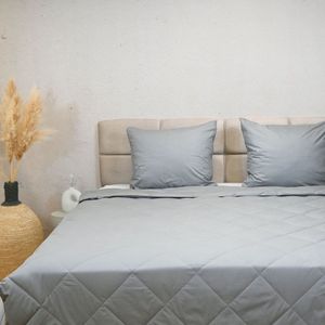 HappyBed Zomerdekbed 240x200 - Lits Jumeaux - 100% Katoen - Wasbaar dekbed zonder overtrek - Bedrukt dekbed zonder hoes - Hoesloos Dekbed met Print - Pebble Grey