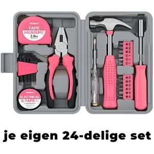 Allernieuwste.nl® 24-delige Gereedschapsset voor Dames in Rose Kleur - Klus Gereedschap voor Vrouwen voor in huis - Doe Het Zelf Gereedschap - Rose - 24 Delen