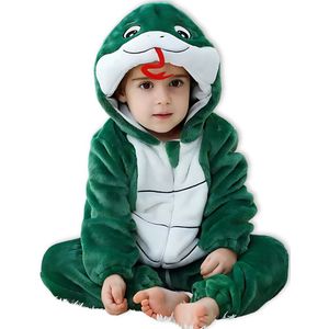 Slang Baby Dieren romper Verkleedpak – Peuter CarnavalKostuum – Onesie Kinderen 6 maanden tot 2 jaar – Flanel – Voor Kerstmis, Sinterklaas & Halloween – Jongen & Meisjes - Jumpsuit – Pyjama of Boxpak – Kruippak – Perfect kraamCadeau – Groen