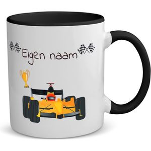 Akyol - formule 1 met eigen naam - koffiemok - theemok - zwart - Sport - formule 1 fans - liefhebber - cadeau - verjaardag - geschenk - gepersonaliseerde mok - jongens en meisjes - 350 ML inhoud