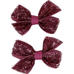 Jessidress Feestelijke Mini Haarclips met strikjes vol pailletten - Roze