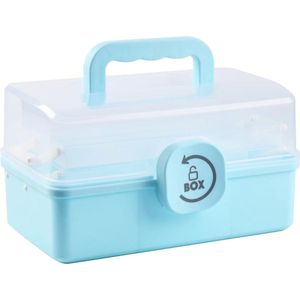 Medicijn Organizer Box - 3 Lagen EHBO-doos voor Thuis, Kantoor en School, Multifunctionele Opbergdoos met Compartimenten (Blauw)