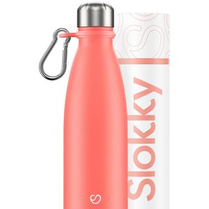 Slokky - Pastel Coral Thermosfles & Karabijnhaak - 500ml