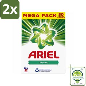 Ariel Original - Waspoeder - Witte en Lichtgekleurde Was - 50 Wasbeurten - Voordeelverpakking - 2 stuks - Ariel Original - Waspoeder