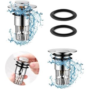 Inovra ® Innovatieve Universele Gootsteenstop en Filter voor Badkamer en Keuken - Set van 2 Stuks