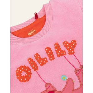 Hoppy sweater 35 Nicky velvet with artwork Hanging On Pink: 104/4yr