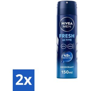 NIVEA MEN - Deodorant Spray - Fresh Active - 150 ml - Voordeelverpakking - 2 stuks