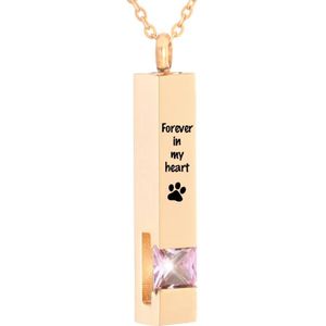 Luxe Ashanger | Met Ketting En Gravering | Forever In My Heart | Assieraad | Rosegoud Met Roze Steen | As Ketting | Gedenksieraad | Urn | Incl. As vuller