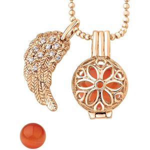 Quiges Engelenroeper 12mm Bolhouder met Ketting 70cm en Bolletje - Dames - Roségoudkleurig Bloem - EBS12066