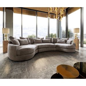 Mega-sofa Estrea Webstoff Taupe 410x155 cm Rundsofa
