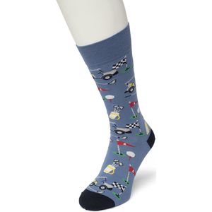 Bonnie Doon Heren Sokken met Golf Print maat 40/46 Donker Groen - Thema Sokken - Golfen - Cadeau Sokken - Word je Happy en vrolijk van - Zacht Katoen met Gladde Teennaad - Comfortabel - Perfect Cadeau - Coronet Blue - BT992112.187