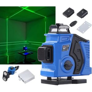 Zelfnivellerende 360 Graden Groene Kruislijnlaser met Pulsmodus voor Binnen en Buiten – 16 Lijnen en Inclusief Batterijen