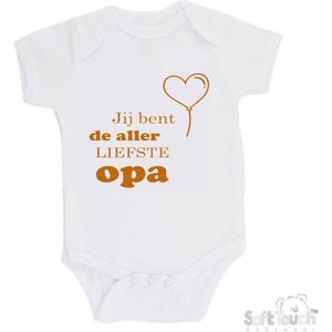 100% katoenen Romper ""Jij bent de allerliefste opa"" Unisex Katoen Wit/tan Maat 56/62