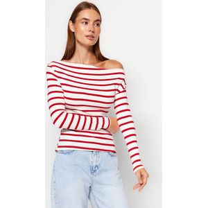 Trendyol Licht Marineblauwe Gebreide Blouse Van Premium Zachte Stof Met Boothals Twoaw24Bz00227