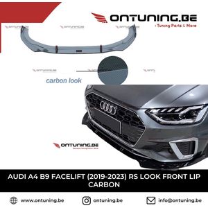 Audi A4 B9 Facelift (2019-2023) RS Look Front Lip Carbon voor standaard bumpers