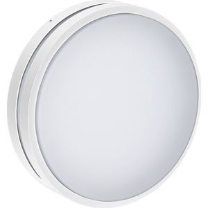 Olucia - Kunststof buiten plafondlamp met bewegingssensor wit, James, IP54 - Vorm: Rond