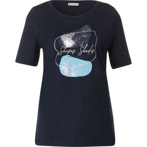 Street One foil part print - Dames T-shirt - deep blue - Maat 46