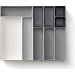 Plastic Opbergbakjes Cosmetica Make-Up Briefpapier Keukengerei Lade Organiser - Grijs Set van 10 Blox