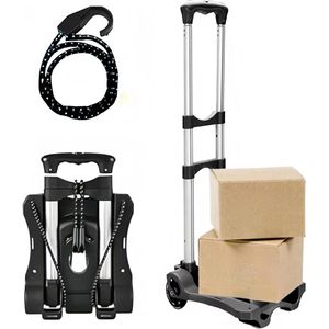 Opvouwbare steekwagen met in hoogte verstelbare handgreep en geruisloze PU-tankwielen - draagkracht 40 kg - heavy-duty en duurzame transportwagen hand truck