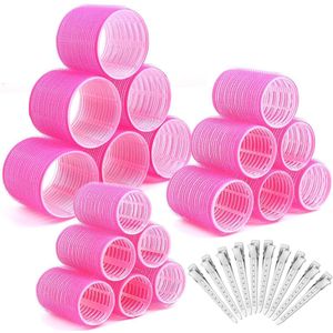 Krultangen - 28 stuks hittevrije krullers, rollers, magische haarwellingen met 10 haarklemmen voor alle korte, medium of lange haren