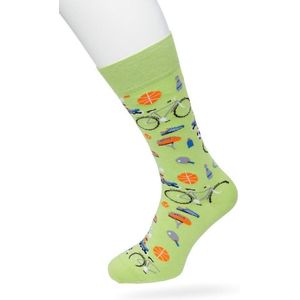 Bonnie Doon Heren Sokken met Sport Print maat 40/46 Lime Groen - Thema Sokken - Sporten - Cadeau Sokken - Word je Happy en vrolijk van - Zacht Katoen met Gladde Teennaad - Comfortabel - Perfect Cadeau - Lime Punch - BT992136.270
