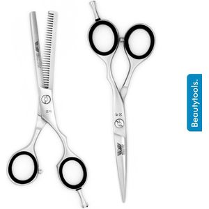 PROMO! Beautytools Set Professionele Rechtshandig Kapperscahaar + Uitdunschaar / Effileerschaar - Silver LongSet (6 Inch)