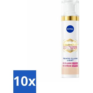 NIVEA - Cellular LUMINOUS630 CC Crème Licht - Gekleurde Dagcrème - Tegen Pigmentvlekken - SPF 30 - 40 ml - Bulkverpakking - 10 stuks