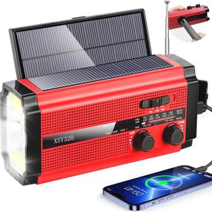 Draagbare Noodradio met NOAA Weeralarm en Solarpanel – SW/AM/FM Transmitter, Oplaadbare en Vervangbare Batterij, SOS Alarm en Zaklamp