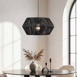 Hanglamp Nara van gevlochten touw - zwart