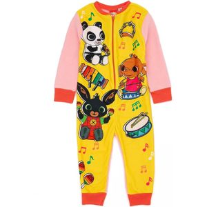 BING Bunny - Onesie - Geel met roze - Huispak pyjama - Maat 86/92 - met ritssluiting