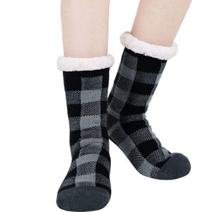 JAXY - Huissokken Dames - Verwarmde Sokken - Anti Slip Sokken - Huissokken - Bedsokken - Warme Sokken - Kerstcadeau Voor Vrouwen - Thermosokken - Dikke Sokken - Fluffy Sokken - Kerstsokken Dames en Heren - Patroon Zwart