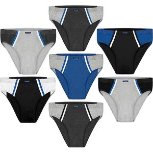 BRUBAKER 7-pack Herensportslip - Gekleurde Katoenen Slip - Retro Broek zonder Opening - Herenondergoed voor Dagelijks Dragen en Sporten - Kleurenmix Blauw, Zwart, Grijs, Wit - Maat XL