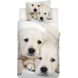 Snoozing Puppy Love Dekbedovertrek - Eenpersoons - Flanel - 140x200/220 cm + 1 kussensloop 60x70 cm - Multi kleur