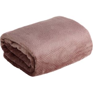 Oneiro’s Luxe Plaid CINDY Type 5 oud roze - 200 x 220 cm - wonen - interieur - slaapkamer - deken – cosy – fleece - sprei