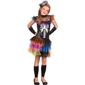 Boland - Kostuum Skeleton princess (7-9 jr) - Kinderen - Skelet - Halloween verkleedkleding - Skelet