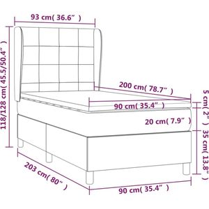 vidaXL - Boxspring - met - matras - stof - donkerbruin - 90x200 - cm