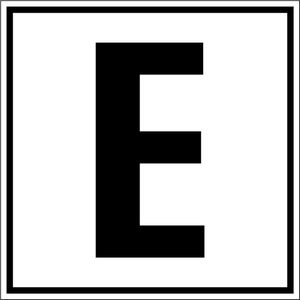 Letter bord A-Z, per stuk Letter E 150 x 150 mm