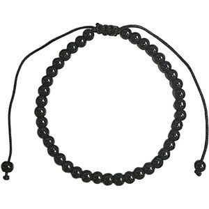 Fako Bijoux® - Natuurstenen Armband - Natuursteen - 4mm - Verstelbaar - 16-23cm - Zwart