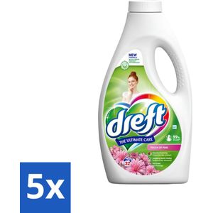 5 x Dreft Vloeibaar Wasmiddel Touch of Pink 32 Wasbeurten 1,4 liter - Vloeibaar Wasmiddel - Wasgoed Beschermen - Kleuren Behouden - Frisheid - Gekleurde Was