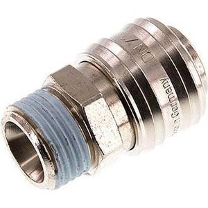 Vernikkeld Messing DN 7.2 (Euro) Luchtkoppeling Snelkoppeling G 1/2 inch Buitendraad Double Shut-Off - CLS7-M-BN-SV-012