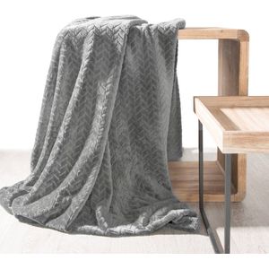 Oneiro’s Luxe Plaid CINDY grijs - 200 x 220 cm - wonen - interieur - slaapkamer - deken – cosy – fleece - sprei