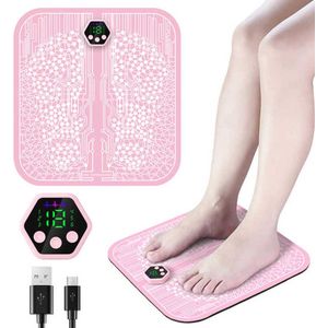 6 modi 19 niveaus slimme voetmassagemat EMS-stimulator vibratiekussen spierpijnverlichting fysieke beenmassagepad, roze
