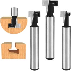 Freesset - 3-Delige Bovenfrees Set - Groeffrees, 6,35 mm Frees Schacht Cutter Router - Houtbewerkingsgereedschap Bit