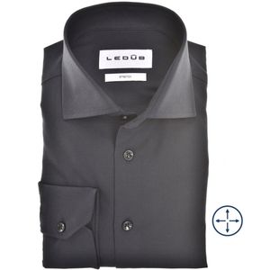 Ledûb modern fit stretch overhemd donkerblauw