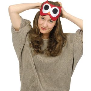Lichtdicht slaapmasker met koelkussen en verwarmend oogmasker van katoen - rood uil design - geschikt als reiscadeau voor vrouwen, kinderen en meisjes